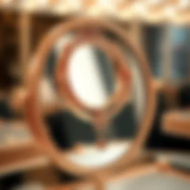 Intricate Design of a Rose Gold Mirror Close-up of a rose gold mirror showcasing its intricate design