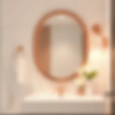 Chic Rose Gold Mirror in Bathroom Stylish rose gold mirror in a chic bathroom setting