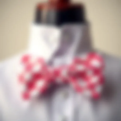 Elegant display of a pink plaid bow tie on a neutral background