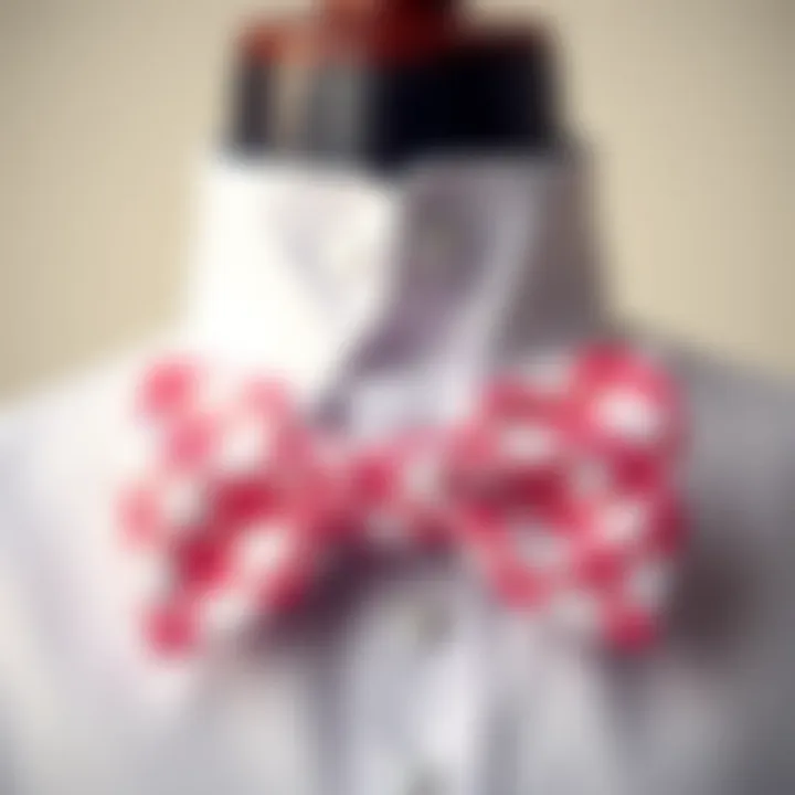 Elegant display of a pink plaid bow tie on a neutral background