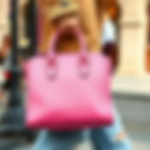 Elegant pink handbag styled with casual outfit
