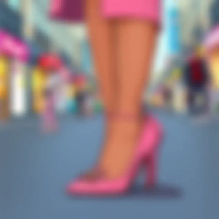 Fashionable pink shoes paired with stylish attire