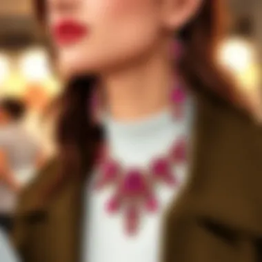 Vibrant Pink Statement Jewelry Vibrant pink statement jewelry accentuating a chic look