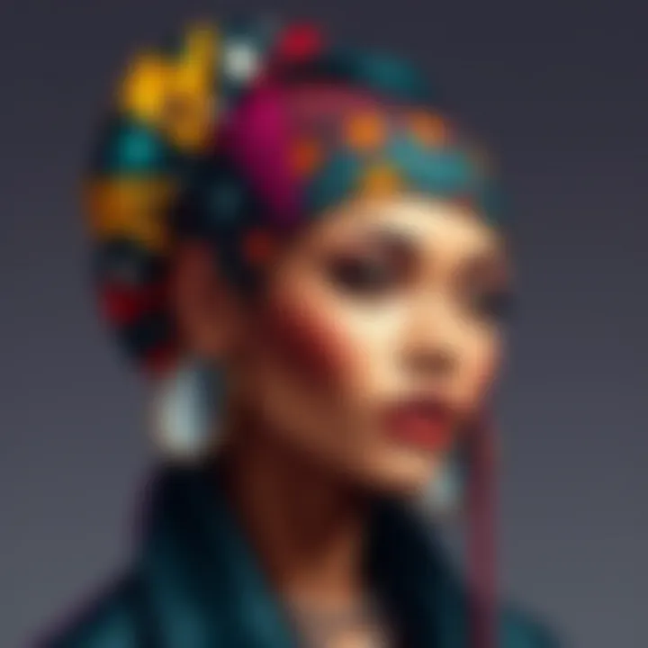 A modern head bopper adorned with vibrant colors and patterns, reflecting current fashion trends.