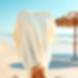 Elegant beach cover-up with tassels on a sunny shore