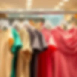 Variety of nursing tops displayed on hangers