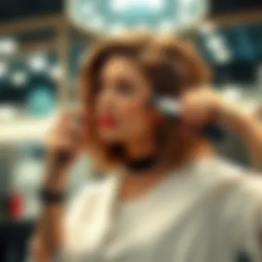 Trimming Experience in Contemporary Grooming A woman using a hair trimmer in a modern grooming setting
